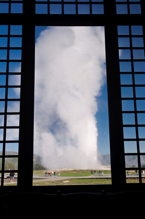 View of Old Faithful from Lodge Lobby